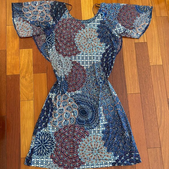 Mandala Print Sheath Dress with Capelet - Picture 5 of 5